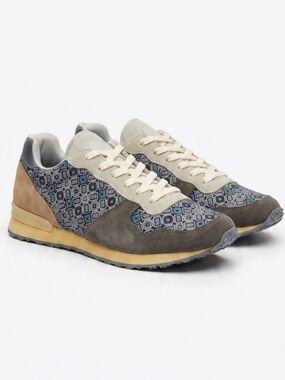 Inkkas Manu Handmade Geometric Suede Jogger Sneakers